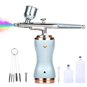 Daspom Upgraded Airbrush Kit, 30PSI Portable Cordless Air Brush Spray Gun Kit with Compressor Mini Handheld Dual Action Rechargeable Airbrush Set for Cake Decor Makeup Nail Art Model Coloring Tattoo