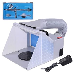 AW Airbrush Spray Booth Kit with Dual Action Airbrush LED Light 0.3mm Hose Painting