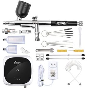 Unibrush Airbrush Kit 30PSI, Airbrush Set with Compressor, Mini Dual-Action Airbrush Compressure Kit for Makeup, Cake Decorating, Nail Art, Painting, Tattoo, DIY Modeling with Air Brush Set