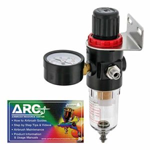 Airbrush Depot® Brand Airbrush Compressor AIR Regulator with Water-trap Filter, Now Included Is a (Free) How to Airbrush Training Book to Get You Started.