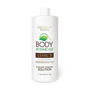 Body Botanicals, Professional 12% DHA Sunless Tanning Spray Tan Solution, Organic Essential Oils, Medium to Dark Skin Airbrush Formula, 1 liter (Level 3)