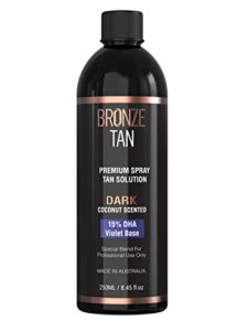 Bronze Tan Spray Tan Solution Professional Tanning Solution for Spray Tan Machine - Coconut Scented Sunless Tanning Solution Dark for Airbrush Tan (250ml / 8.45fl oz)