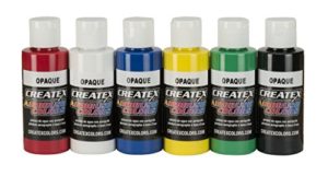 Createx Colors 5803-00 2 oz Opaque Airbrush Paint Set, 2 Ounce (Pack of 6), Multicolor, 12 Fl Oz