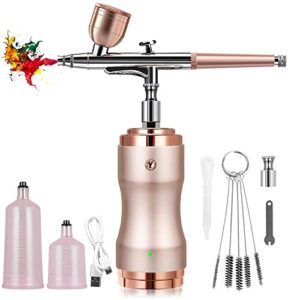 Airbrush Kit with Compressor, Upgraded Dual-Action 30PSI Gravity Feed Mini Air Brush Pen, Portable Cordless Rechargeable Handheld Airbrush Set for Model Coloring,Nail Art,Cake Decorating,Makeup,Tattoo