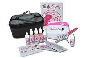 Tickled Pink Cosmetic Airbrush Makeup Kit with 89% Organic Water Based Makeup Infused with Organic Aloe Juice(Fair)