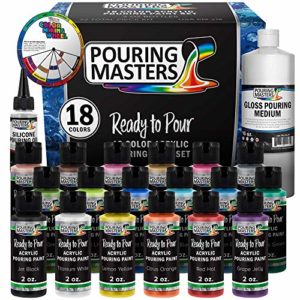 Pouring Masters 18 Color Ready to Pour Acrylic Pouring Paint Set - Premium Pre-Mixed High Flow 2-Ounce Bottles - for Canvas, Wood, Paper, Crafts, Tile, Rocks and More
