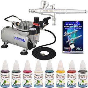 Master Airbrush Airbrushing System Kit with 8 Color Water-Based Face & Body Art Paint Set, Cool Runner II Dual Fan Air Compressor, Pro Gravity Airbrush, Hose - Washable Temporary Tattoo, How to Guide