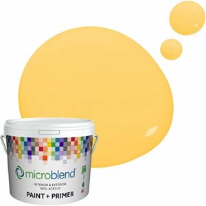 Microblend Exterior Paint and Primer - Yellow/Sunny Side Up, Flat Sheen, Quart, Premium Quality, UV and Rust Blockers, Washable, High Hide, Microblend Cabo Collection