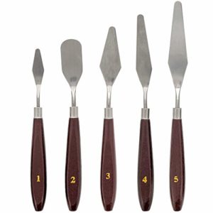 U.S. Art Supply 5-Piece Stainless Steel Palette Knife Set - Flexible Spatula Painting Knives for Color Mixing, Spreading, Applying Oil & Acrylic Paint on Canvases, Cake Icing, 3D Printer Removal Tool