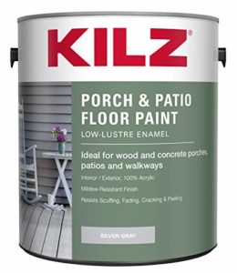 KILZ Low-Lustre Enamel Porch & Patio Latex Floor Paint, Interior/Exterior, Silver Gray, 1 Gallon