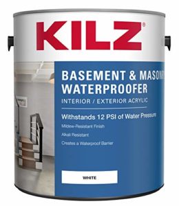 KILZ Basement and Masonry Waterproofing Paint, Interior/Exterior, White, 1 Gallon