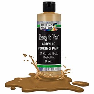 Pouring Masters 24 Karat Gold Metallic Acrylic Ready to Pour Pouring Paint – Premium 8-Ounce Pre-Mixed Water-Based - for Canvas, Wood, Paper, Crafts, Tile, Rocks and More
