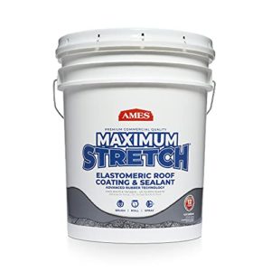 Ames Maximum Stretch - 5 Gallon Waterproof Sealant Membrane - Perfect For Roofing, Repairs, Concrete, EPDM & Wood - Liquid Rubber Sealer - Up To 650% Elastic - Made in USA