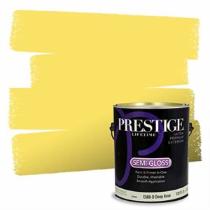 Prestige Paints Exterior Paint and Primer In One, 1-Gallon, Semi-Gloss, Comparable Match of Benjamin Moore* Delightful Yellow*