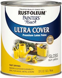 Rust-Oleum 1945502-2PK Painter's Touch Latex Paint, Quart, Gloss Sun Yellow, 2 Pack
