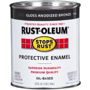 Rust-Oleum 7754502 Stops Rust Brush On Paint, Quart, Semi-Gloss Anodized Bronze