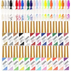 24 Colors Classic Neon Painting Gel Nail Polish Set,Drawing Gel Nail Liner Polish Nail Wire Pulling Gel Kit DIY Line Art Gel for Nail Art Salon