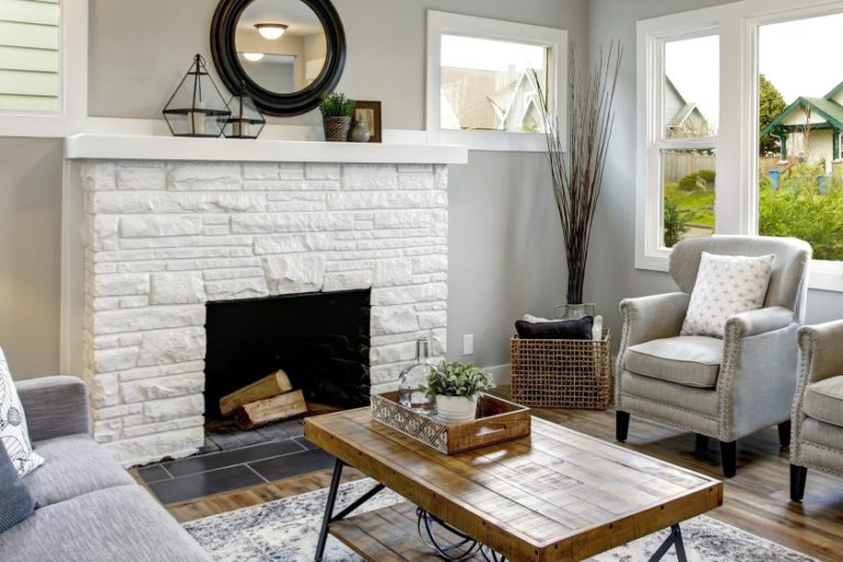 How to Paint Stone Fireplace