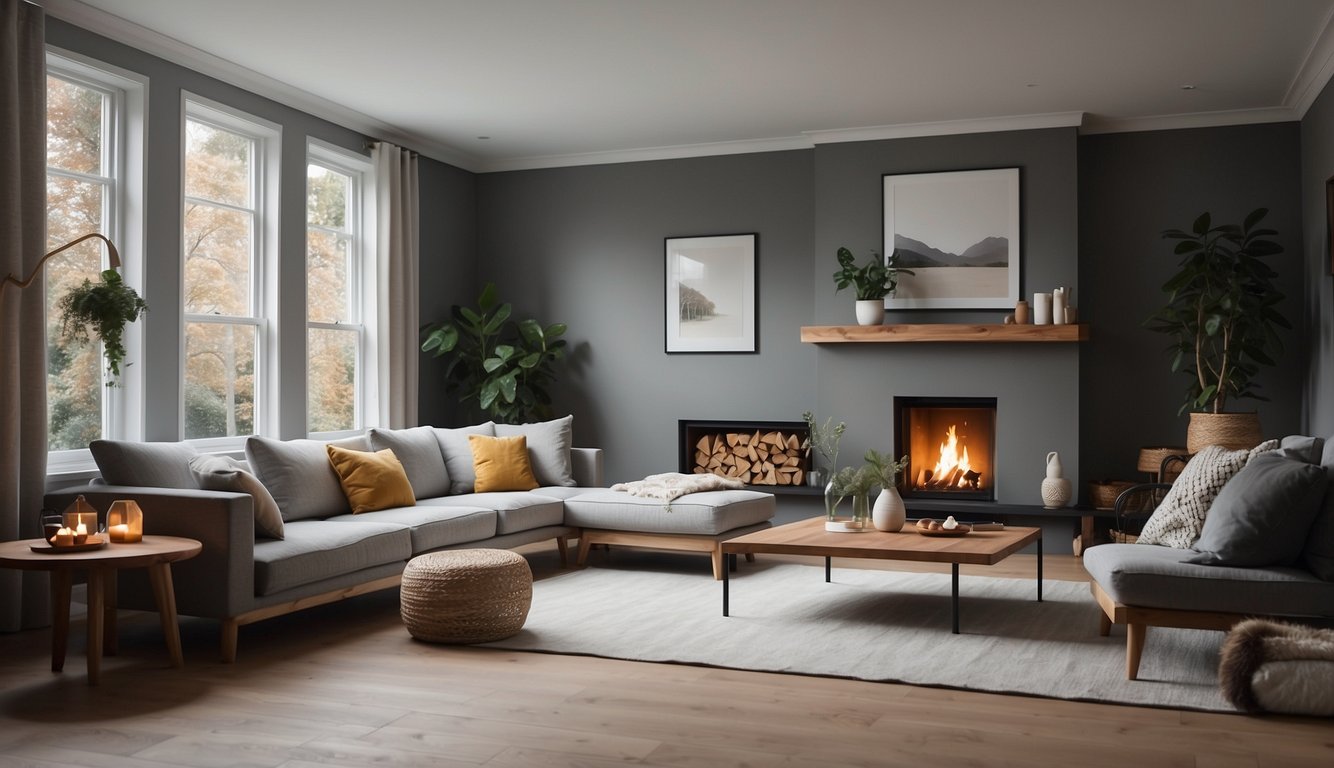 A cozy north-facing room with Wickham Gray walls, soft natural light, and a warm, inviting atmosphere