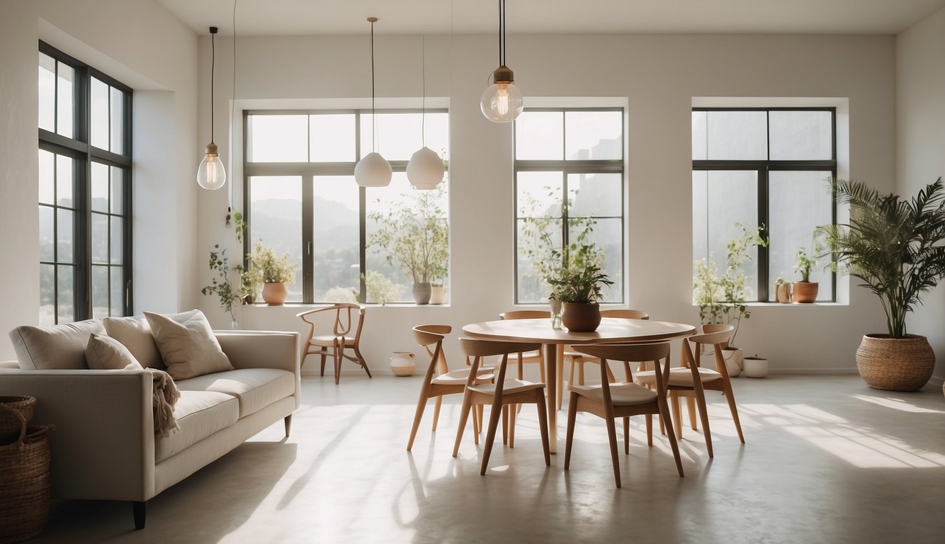 A bright, airy room with Alabaster walls, natural light streaming in, and minimalistic decor