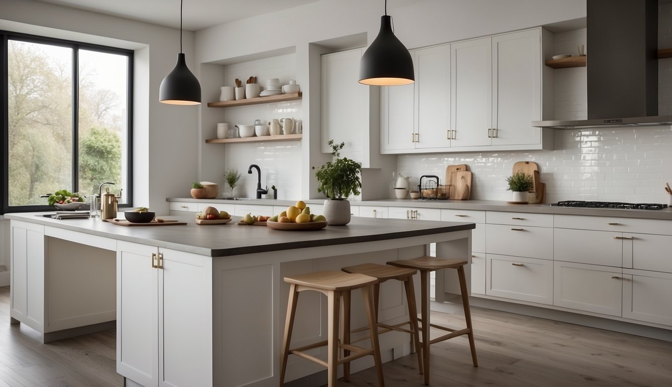 A kitchen with sleek, modern cabinets in Alabaster White. Bright, clean, and inviting