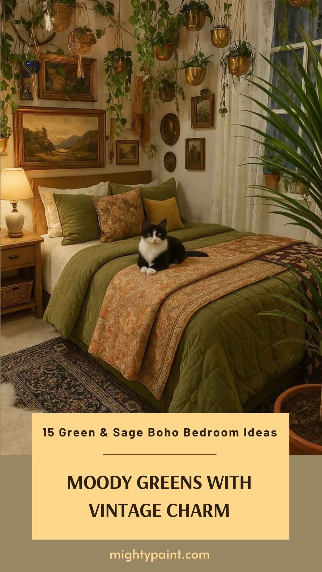 15 Green & Sage Boho Bedroom Ideas: Moody Greens with Vintage Charm