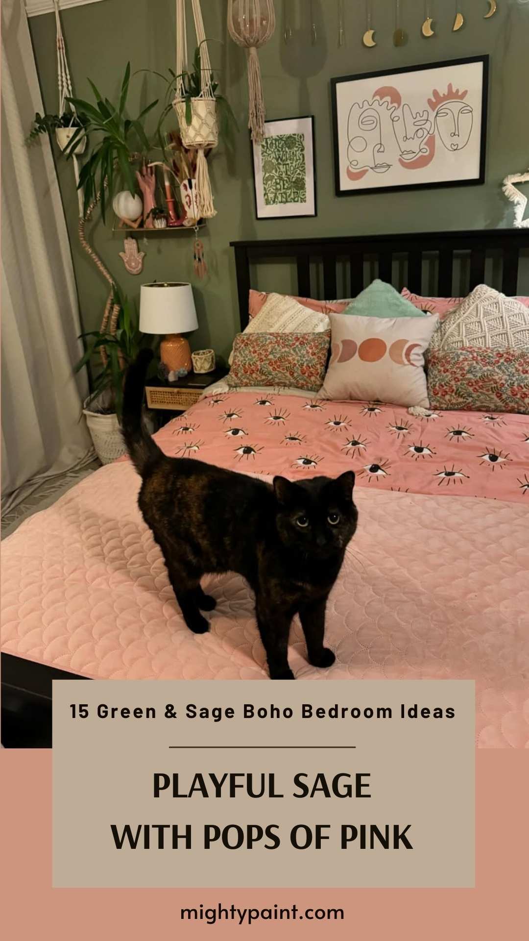 15 Green & Sage Boho Bedroom Ideas: Playful Sage with Pops of Pink