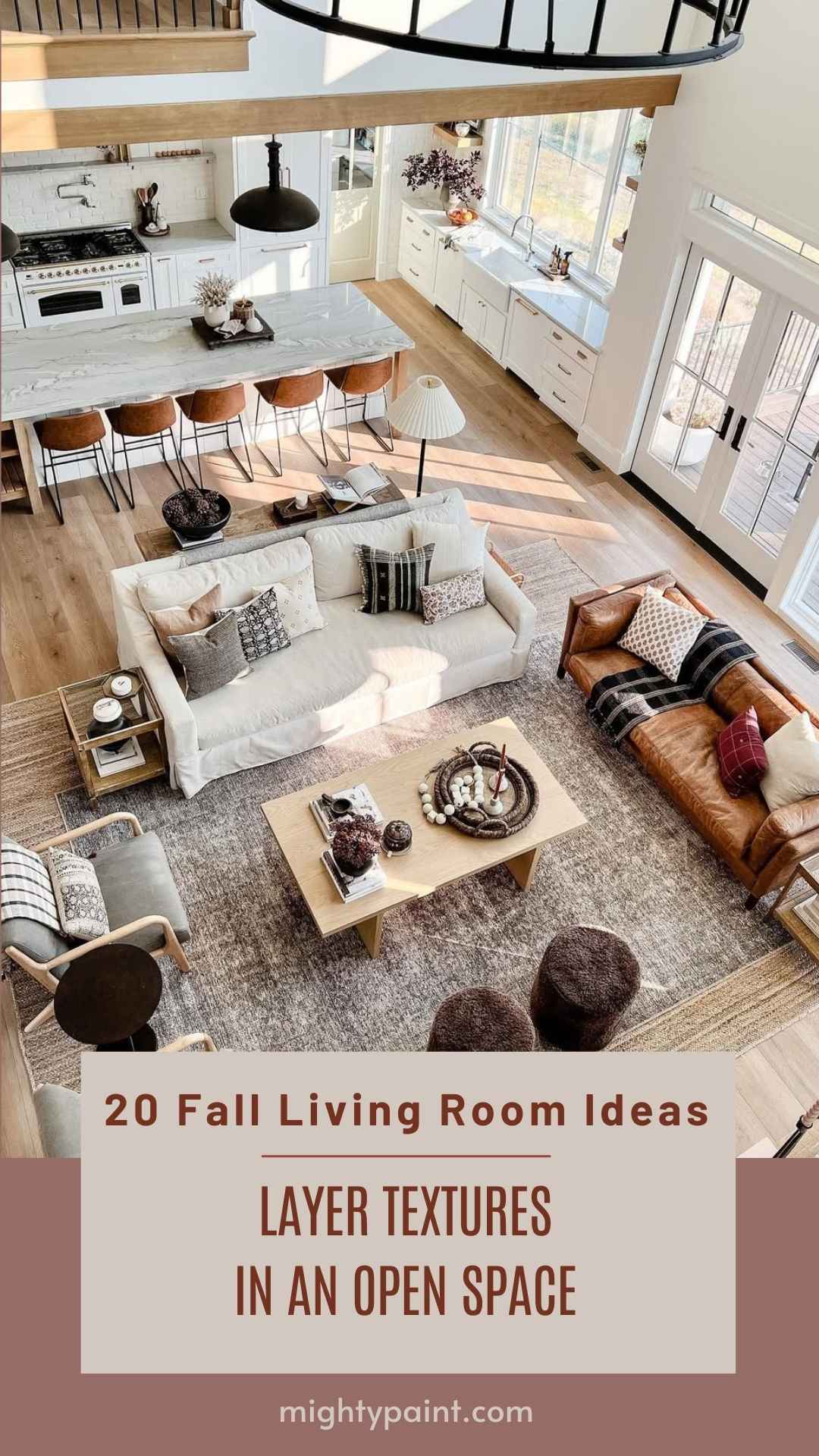 20 Fall Living Room Ideas: Layer Textures in an Open Space