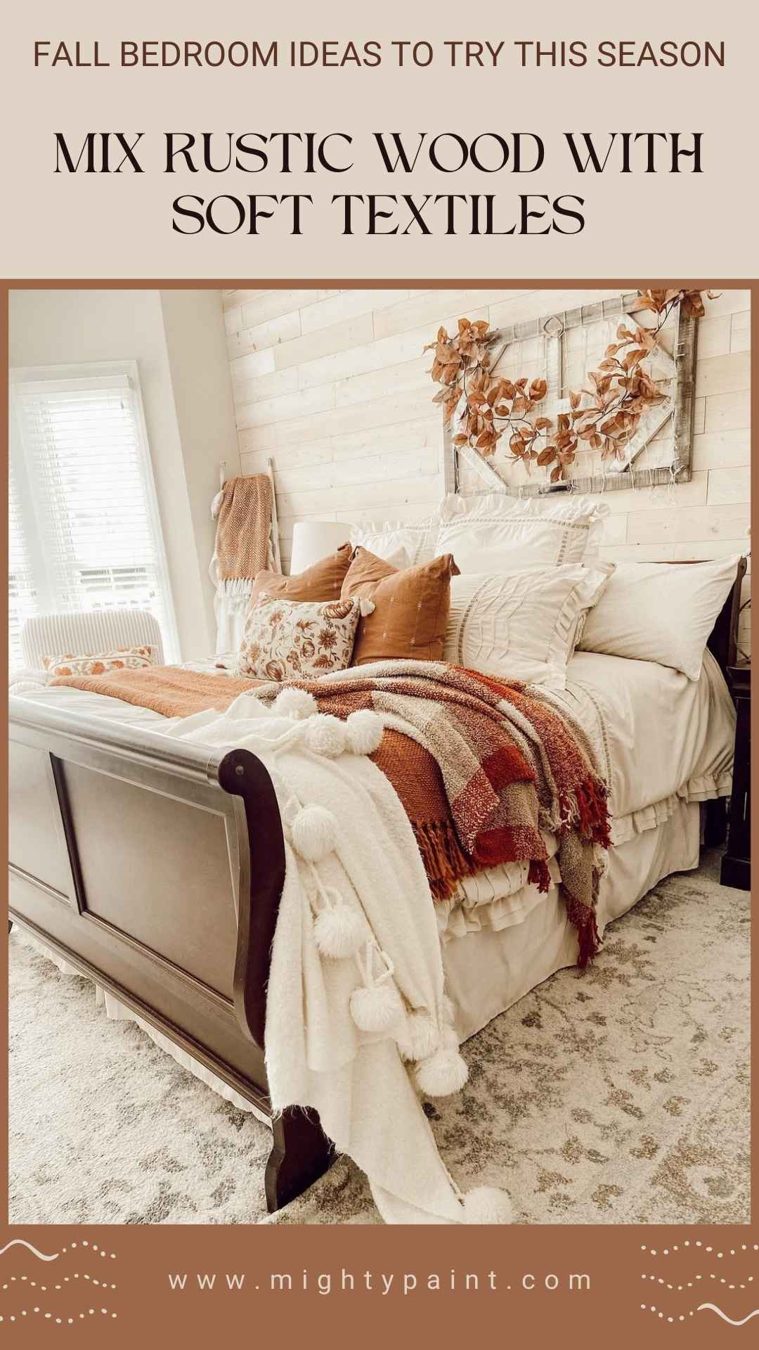 25 Cozy Fall Bedroom Ideas: Mix Rustic Wood with Soft Textiles