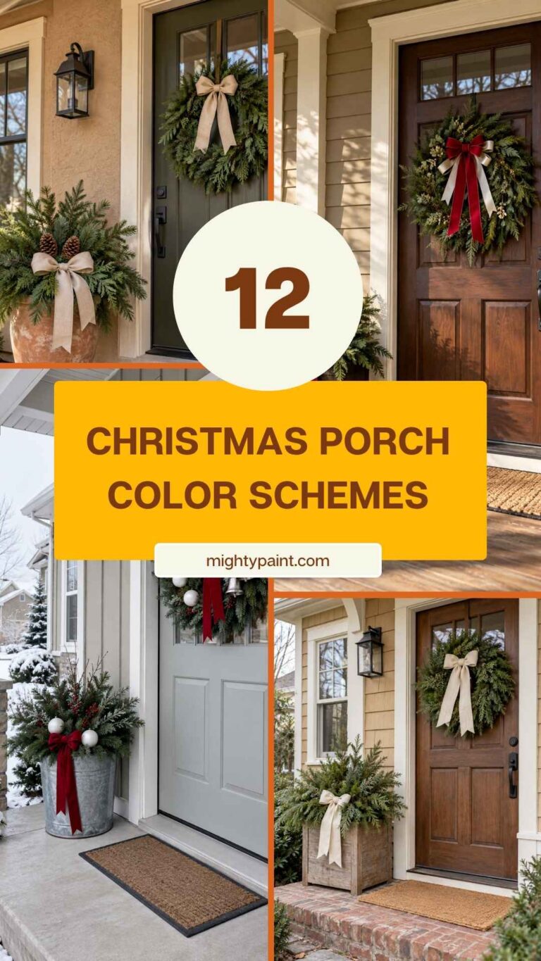 12 Christmas Porch Color Schemes That Look Beautiful Against a Tan House